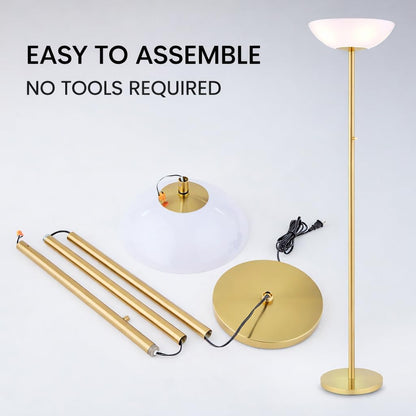 Gold floor lamp with parts and text &