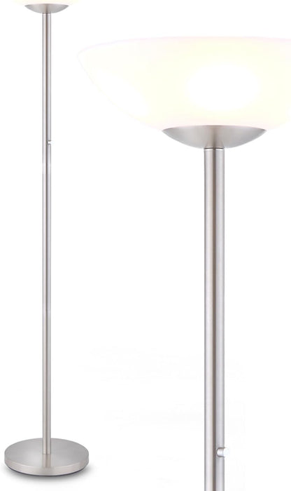 Silver lamp with bright light on white background